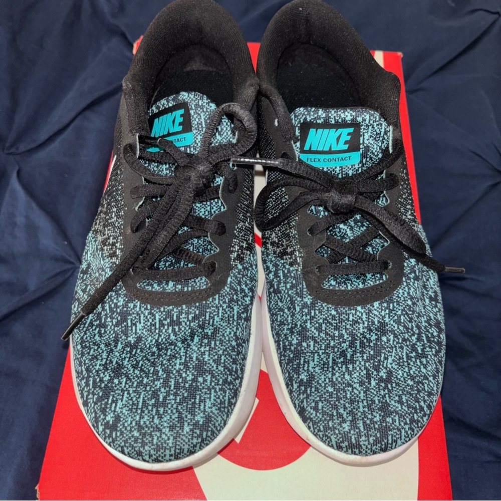 Nike Flex Contact Black and Teal Sneakers
